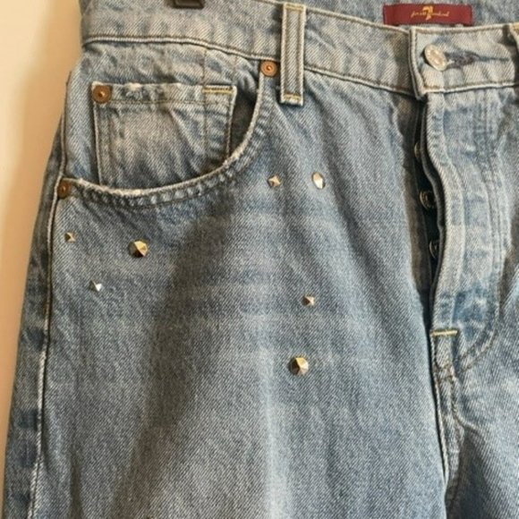 7 FOR ALL MANKIND Josefina Distressed Studded Boyfriend Jeans - Picture 4 of 8